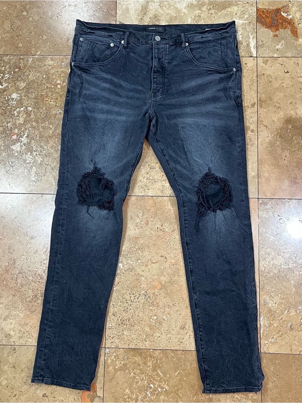 Purple Brand Men’s P002 Black Wash Blowout Jeans Size 40X34